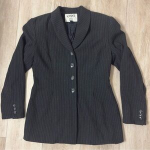 Kasper ASL Petite Blazer Women’s 2P Charcoal Black Pinstripe Lined Suit Jacket